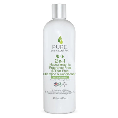 Pure and Natural Pet 2-in-1 Hypoallergenic Fragrance Free Tear Free Pet Shampoo & Conditioner