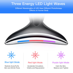 EMS Microcurrent Neck Face Beauty Device With 3 Colors LED Photon Therapy Skin Tighten Reduce Double Chin Face Lifting Devices - Pure Organic Skincare 