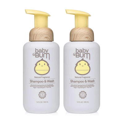 Baby Bum Shampoo & Body Wash | Natural Fragrance | Tear Free Foaming Soap for Sensitive Skin with Nourishing Coconut Oil | 12 Ounce | Pack of 2
